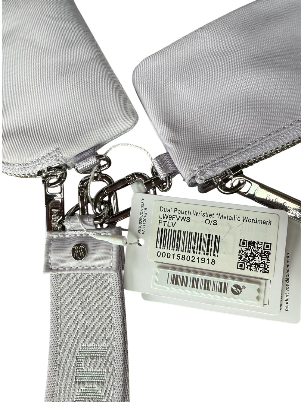 Lululemon NWT Lilac Ether Dual Pouch Wristlet Metallic Wordmark OS - Picture 4 of 9